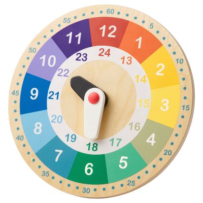 ⭐️พร้อมส่ง⭐️  ของเล่นไม้ เสริมพัฒนาการ UNDERHÅLLA อุนเดร์ฮอลลา ของเล่นนาฬิกาไม้เสริมทักษะ, หลากสี, 25 ซม.ของเล่นไม้ ฝึกสมอง นาฬิกา จำลอง