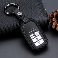 hgjmgkkk WFMJ Black Carbon Fiber Silicone Car Key Chain Cover For Honda Accord Civic CR-V CR-Z HR-V Pilot Crosstour Fit Odyssey City EXL