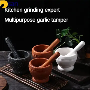 Household Plastic Manual Garlic Grinder Spices Herbs Mortar Pestle Set  Grinding