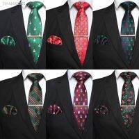 ☢◘❈ EASTEPIC 8 cm Christmas Ties for Men Tie Set Quality Handkerchief Exquisite Clip Red Jacquard Necktie Mens Accessory Xmas Gift