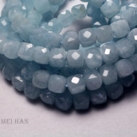 Meihan (23 beadsset) Free shipping natural 8*8 mm Aquamarine faceted Cube loose gemstone beads for jewelry making diy design