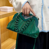 Top Brand Handbag with Short Wooden Handle Designer Pleated Shoulder Bag for Women Clutch Purses Crossbody Bag Long Belt