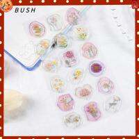 BUSH 36PCS ดอกไม้และดอกไม้ ตราประทับตราประทับขี้ผึ้ง โปร่งใสโปร่งใส อินส์ สมุดบันทึกวางแผนตกแต่ง พร้อมเทปกาว วินเทจ สติกเกอร์ตราประทับประทับตรา สมุดเก็บภาพทำเอง