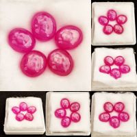 (G333) พลอย ทับทิมแท้ 5 เม็ด 26.70 ct. Ruby เผาใหม่ บ่อกินี สีแดงชมพู กินบ่เซี่ยง มีบั้ง พลอยแท้ 100%