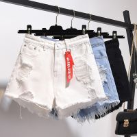 Denim Shorts Womens 2023 Summer New High Waist Loose Pants Show Thin and Broken Holes Large 5XL Wide Leg Shorts