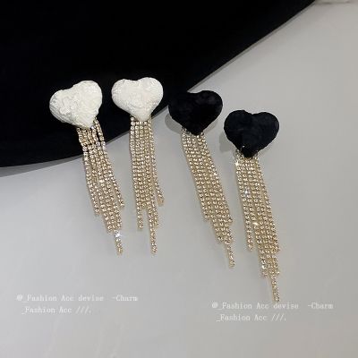 [COD] needle retro lace love diamond long tassel earrings light luxury high-end temperament wholesale women
