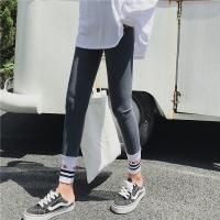 Korean Cotton Striped Letter Splicing Black Sports Pants Tight-Fitting Outer Sports Leggings Trousers For Women Thin