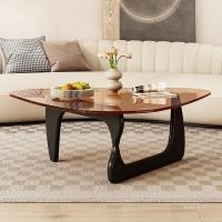 Spot parcel post Tempered Glass Coffee Table Small Apartment Living Room Home Modern Simple Solid Wood Transparent Nokou Yong Creative round Tea Table