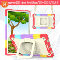 เคสแท็บเล็ตหรูหราสำหรับ Lenovo Tab M10 Plus (3rd Gen) 10.6 "2022/TB-125F TB-128F Soft TPU + PC 2 In 1 Cover มีคลิปหนีบสายเคเบิลในตัวและ3SHD ปลอกกันกระแทกกระเป๋าสายยาวสะพายไหล่