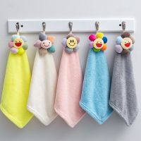 Cartoon 3D Sunflower Hand Towel Hanging Child Handkerchief Water Absorbent Quick-drying Household Kitchen Towels