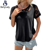 95% Polyester 5% Spandex Women Fashion Summer Black Short-sleeved Ladies Shirt【fast】