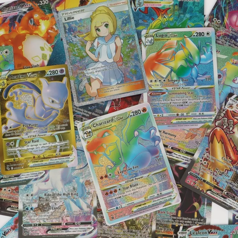 10000 Point Arceus Vmax Vstar Cards Metal English YU GI OH Charizard GX  Kids Gift Golden Game Collection Cards Rainbow