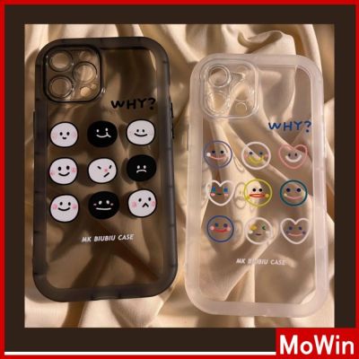 Mowin - เข้ากันได้สำหรับ เคสไอโฟน เคสไอโฟน11 เคสโทรศัพท์ iphone 13 pro max เคส iPhone ซิลิโคนนุ่มเคสใสถุงลมนิรภัยกันกระแทกกล้องป้องกัน Smooth Frosted การ์ตูนยิ้มได้สำหรับ iPhone 11 Pro Max 13 Pro Max 12 Pro Max 7Plus xr XS Max