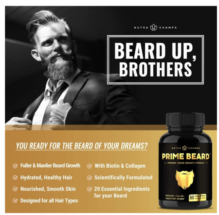 Ready Stocks Prime Beard Growth For Men Grow Thicker And Longer Facial Hair With Biotin 9725