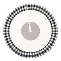 Christmas Tree Skirt 48 Inch White and Black Plaid Floor Mat Tree Skirt for New Year Xmas Party Home Decoration Carpet