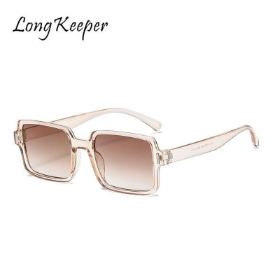 LongKeeper Women Square Sunglasses Retro Brand Designer Gradient Sun Glasses Decor Square Vintage Eyewear Zonnebril Dames Lens