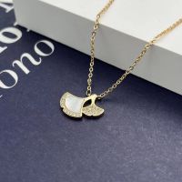 [COD] broadcast hot style ginkgo leaf high-end necklace female and short fan-shaped mother-of-pearl clavicle chain Sansheng lucky pendant