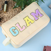 Hot Letter Patches ไนลอนกระเป๋าเครื่องสำอางคลัทช์ผู้หญิงแฟชั่น Travel Make Up Case กระเป๋าเครื่องสำอางกระเป๋างู Stuff แต่งหน้า Toiletry Bag