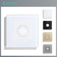 BSEED Human Body Sensor Switch Wall Lamp Switch 90℃ Infrared Motion Detector Galss Frame Plastic FrameEU Standard Light Switches Power Points  Switche