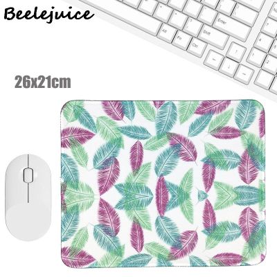 （A LOVABLE）สีชมพูสีม่วง Feathers LeavesPad Desk Pad LaptopMat ForHome PCCutePad แผ่นรองเม้าส์ยาง