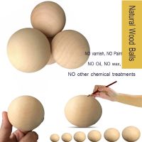 【YF】☁  No Hole Beads Lead-free Wood Round Balls Decoration Diy Eco-Friendly Crafts 6mm-75mm