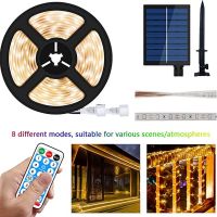 Lampu LED Strip Surya Luar Ruangan Tahan Air LED Strip dengan Kontrol Lampu Taman Surya Jarak Jauh untuk Dekorasi Natal Pesta Rumah