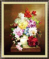 Needlework,DIY Ribbon Cross stitch Sets for Embroidery kit, Elegant Vase Classic flowers Cross-Stitch handwork Home Wall Decor