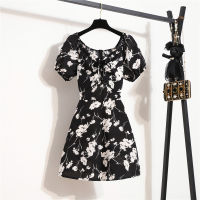 Bohemian Womens Mini y Dresses Summer Floral Printed Shirring Pleated Elegant Short Puff Sleeve Dress