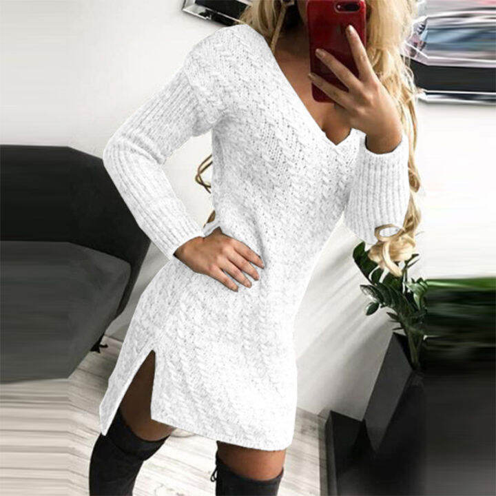 spring-autumn-sexy-lady-deep-v-neck-knitting-dress-women-elegant-solid-color-slim-party-dress-female-long-sleeved-dress-vestidos