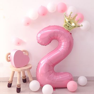 【CC】 32inch Baby Pink Foil Number With 1 2 3 4 5 6 7  Birthday Shower Wedding Decoration