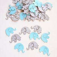 100pcs glitter Elephant Confetti, blue baby shower, blue and silver Confetti,table decor, 1st birthday,christening