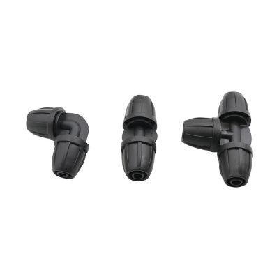 ；【‘； 3 Pcs 8/11Mm Hose Inter Tee Elbow Straight Connectors With Lock Nut Garden Drip Irrigation Water Hose Splitters