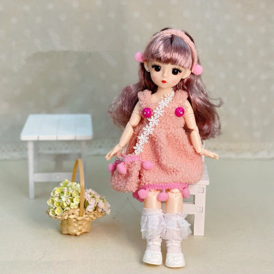 Bjd 30cm Doll 13 Joint Removable Fashion 6 Points Dress Up Doll Clothes Pants Dress Suit 3D Eyes Girl Dress Up Toy The Best Gift