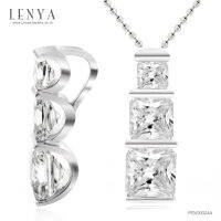 LenYa Jewelry จี้เพชร DiamondLike รูปทรงสี่เหลี่ยมเรียงกันแนวตั้ง เหมาะสำหรับใส่สวยๆเก๋ๆได้ทุกงาน บนตัวเรือนเงินแท้ชุบทองคำขาว