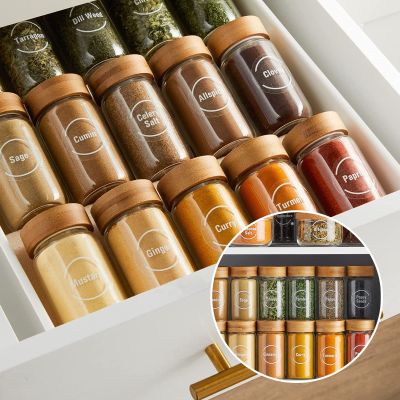 hot！【DT】۩﹉☊  144 Printed Spice Jars Labels and Pantry Stickers Chalkboard Round Spices