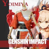 Genshin Impact - Yoimiya ชุดเครื่องแบบคอสเพลย์แขนกุดกระโปรงเครื่องแต่งกายฮาโลวีน Ybc#