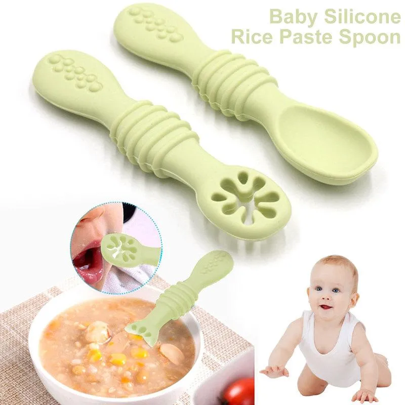 Baby Feeding Spoon 2 Pcs Silicone Baby Feeding Spoons First Stage