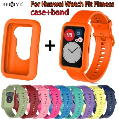 vfbgdhngh Silicone Sport Strap for Huawei Watch Fit Fitness Smart Watch Protective Case Shell kit Accessorie Wrist Band Bracelet correa