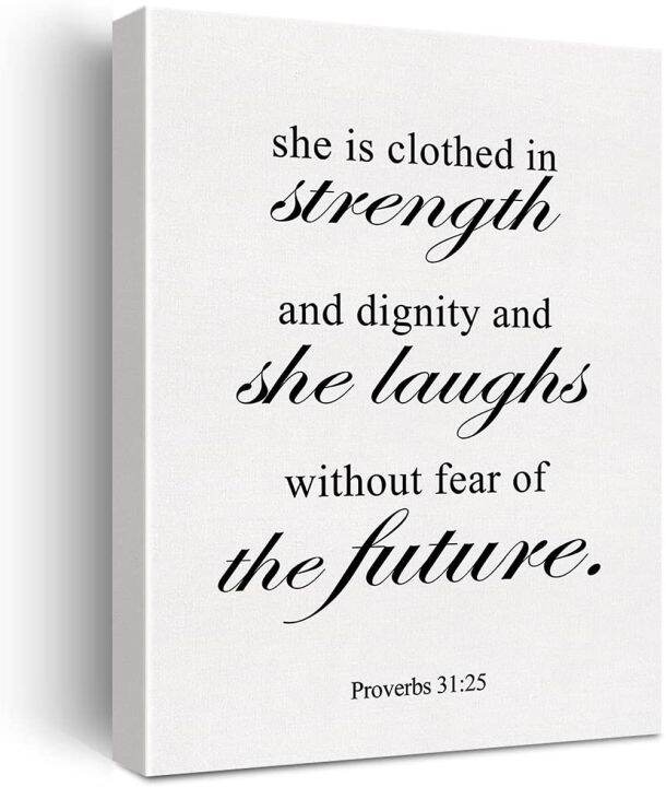Christian Canvas Wall Art Proverbs She Is Clothed In Strength and