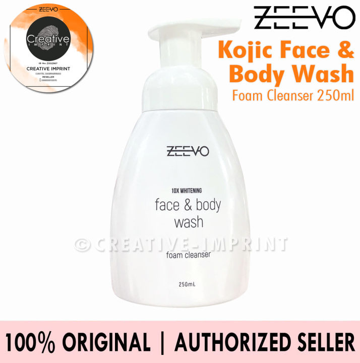 Zeevo Kojic Face & Body Wash Foam Cleanser 250ml 10x Whitening