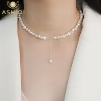 ASHIQI Natural Freshwater Pearl Choker Necklace Baroque pearl Jewelry for Women wedding 925 Silver Wholesale Jewelry Gift