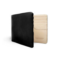 กระเป๋าสตางค์หนังฟอกฝาดอิตาลี สีดำ Bi-fold Wallet Black