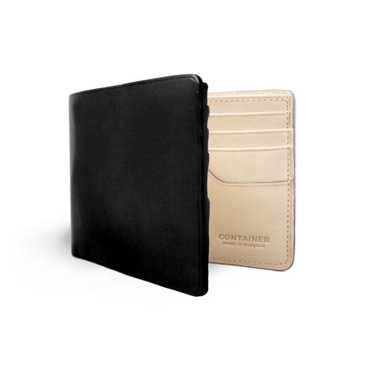 กระเป๋าสตางค์หนังฟอกฝาดอิตาลี-สีดำ-bi-fold-wallet-black