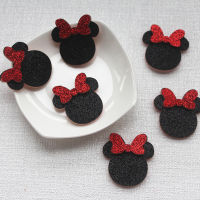 60pcs Cartoon Glitter Mouse With Bow Applique Baby Girl Kawaii Accessories For Hair Clip Headband