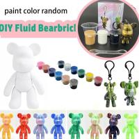 Mini DIY Fluid Bearbrick Keychain Colored Bear Paint Toys Painting Kids Parent-child Fluid O6V9