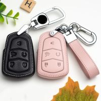 ♤﹍ Leather Car Key Cover Case for Cadillac Escalade CTS XTS ATS ATS-L XLS SRX 2015 4/5/6 Button 28T CTS-V XT5 CT6 Protect Covers