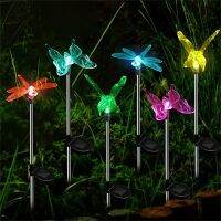 Solar Garden Lights Multi-Color Changing bird Butterfly Dragonfly Solar Powered Pathway Lights Outdoor Landscape Path Lawn Lamp