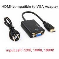 HD 1080P konverter Digital ke Analog kabel adaptor Output Audio warna hitam HDMI kompatibel dengan pemisah adaptor VGA untuk PC Laptop