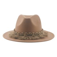 หมวกคาวบอยหมวก Fedora หมวกผู้ชายสักหลาดสําหรับผู้หญิงคาวบอยตะวันตกปานามาวินเทจลําลองหรูหราผู้ชายหมวก Sombrero Hombre ใหม่◇