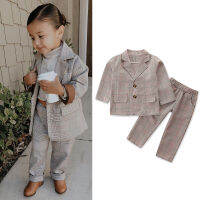 Toddler Kids Baby Girls Suit Casual Long Sleeve Blazer Coat Top Pants Trousers Outfits 2Pcs Clothes Set